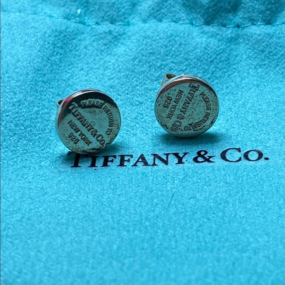 Tiffany & Co. Silver Round Engraved Earrings